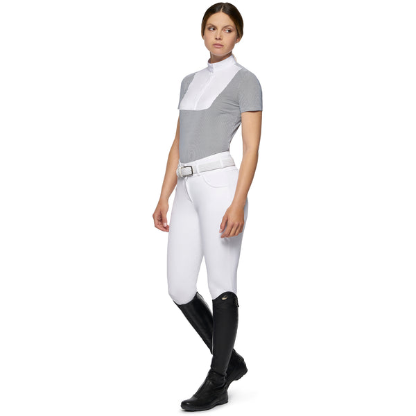 Cavalleria Toscana Women's technical striped short-sleeved shirt with bib