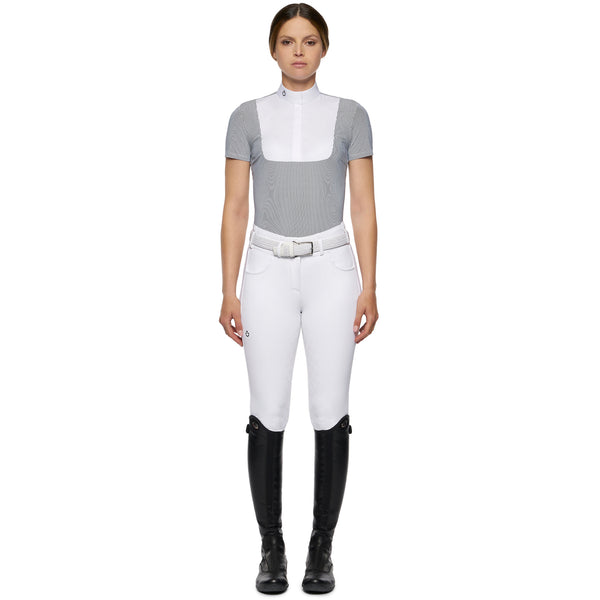 Cavalleria Toscana Women's technical striped short-sleeved shirt with bib