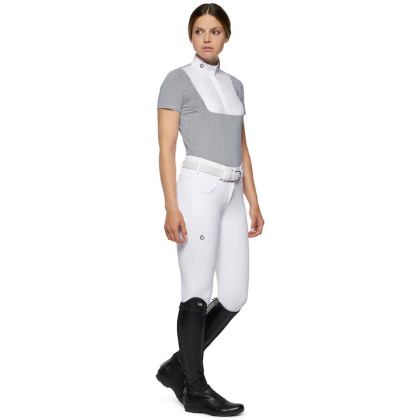Cavalleria Toscana Women's technical striped short-sleeved shirt with bib